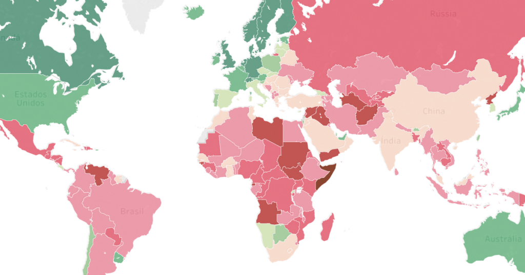 países mais corruptos e menos corruptos do mundo, segundo percepção dos moradores